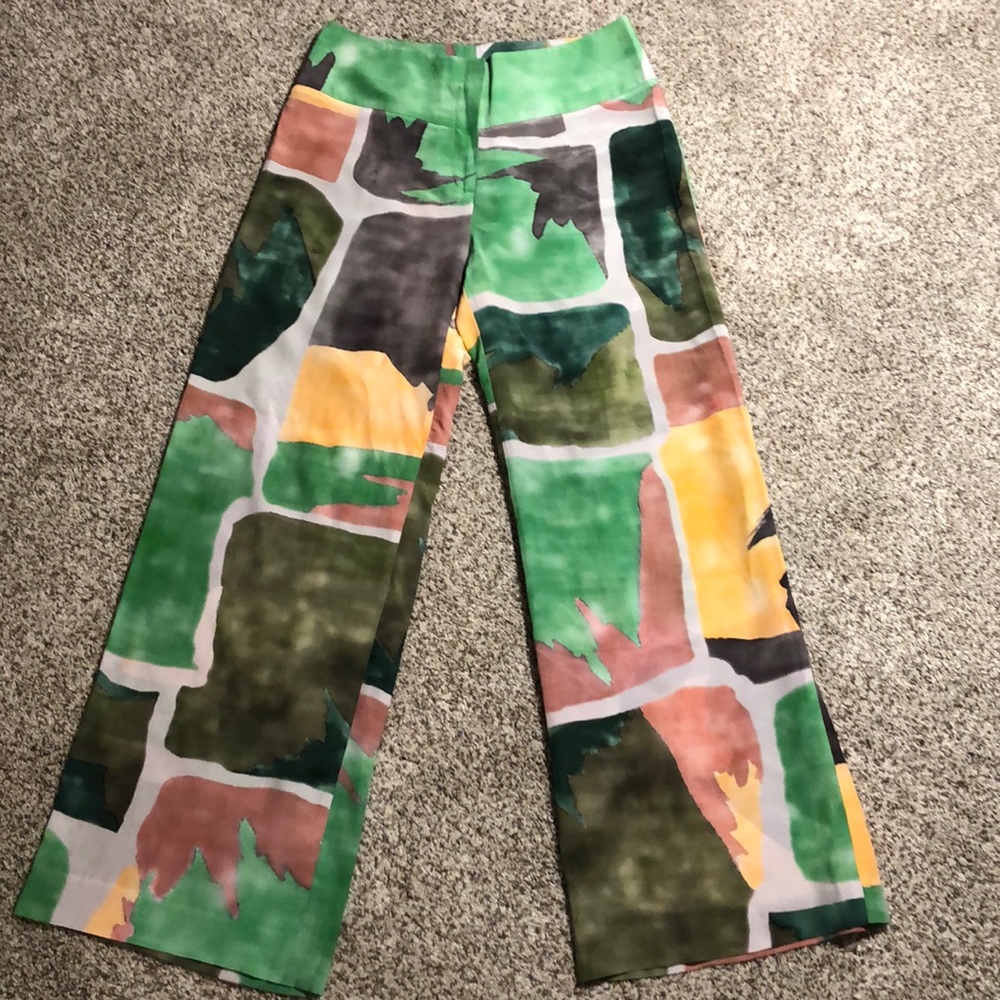 Piazza Sempione Green Multi Wide-Leg Printed Pants
